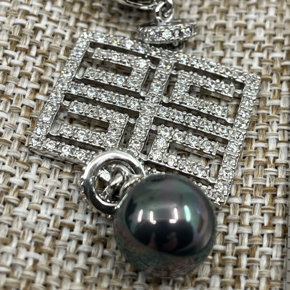 Joseph Esposito 925 Diamonique Necklace with Black Cultured Pearls – 18-20" - Picture 8 of 16